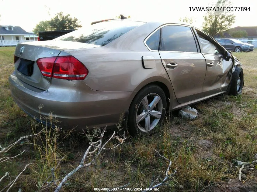 2015 Volkswagen Passat 1.8T Limited Edition VIN: 1VWAS7A34FC077894 Lot: 40805997