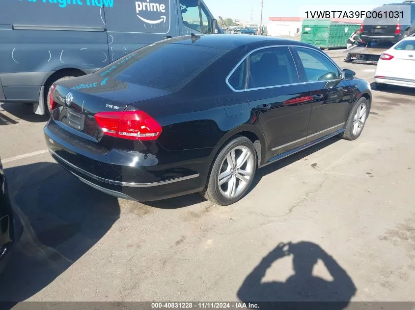 2015 Volkswagen Passat 1.8T Se VIN: 1VWBT7A39FC061031 Lot: 40831228