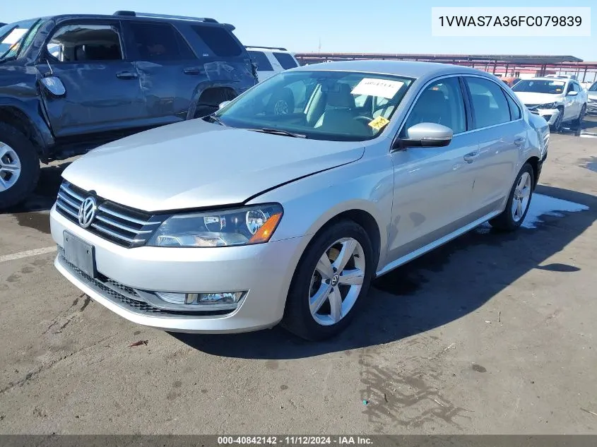 2015 Volkswagen Passat 1.8T Limited Edition VIN: 1VWAS7A36FC079839 Lot: 40842142