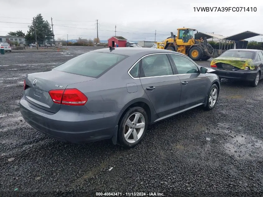 2015 Volkswagen Passat 2.0L Tdi Se VIN: 1VWBV7A39FC071410 Lot: 40843471