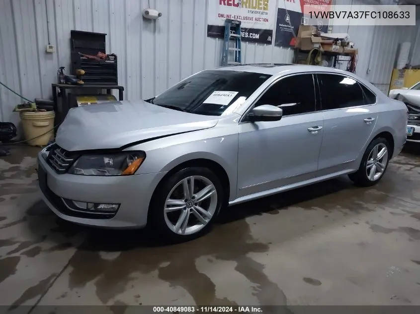 2015 Volkswagen Passat 2.0L Tdi Se VIN: 1VWBV7A37FC108633 Lot: 40849083