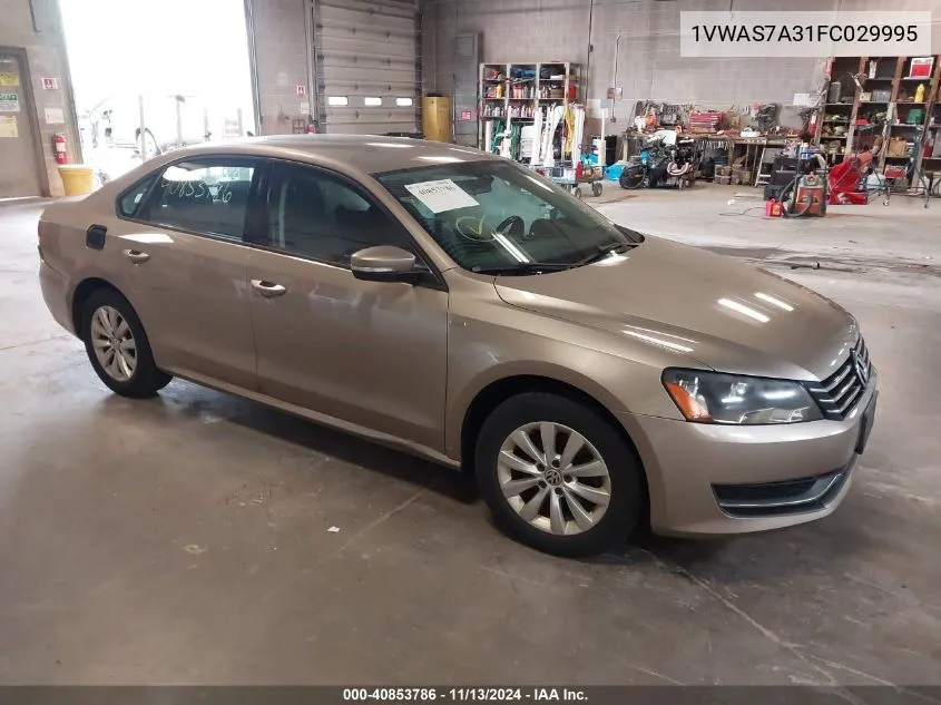 2015 Volkswagen Passat 1.8T Wolfsburg Edition VIN: 1VWAS7A31FC029995 Lot: 40853786