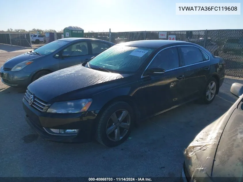 2015 Volkswagen Passat 1.8T Limited Edition VIN: 1VWAT7A36FC119608 Lot: 40868703