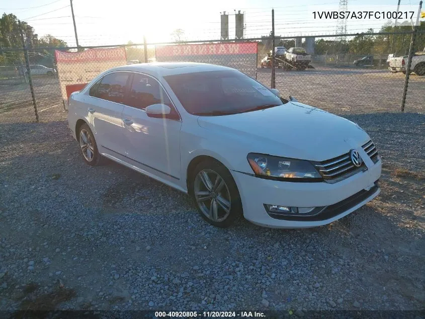 2015 Volkswagen Passat 1.8T Se VIN: 1VWBS7A37FC100217 Lot: 40920805