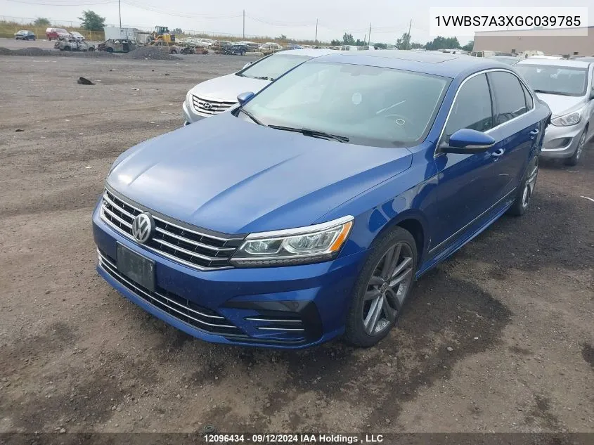 2016 Volkswagen Passat VIN: 1VWBS7A3XGC039785 Lot: 12096434