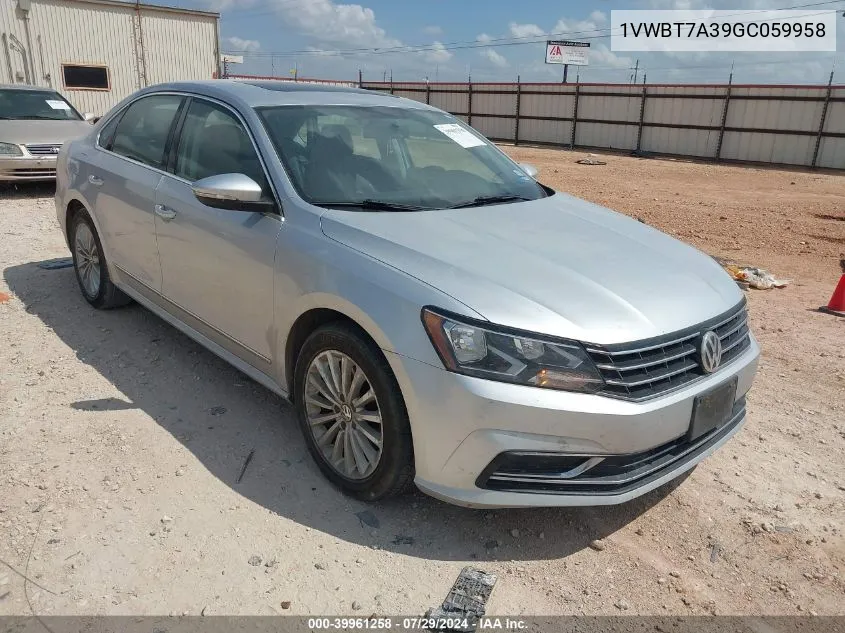 2016 Volkswagen Passat Se VIN: 1VWBT7A39GC059958 Lot: 39961258