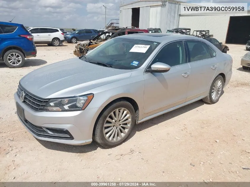 2016 Volkswagen Passat Se VIN: 1VWBT7A39GC059958 Lot: 39961258