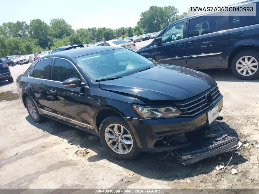 2016 Volkswagen Passat 1.8T S VIN: 1VWAS7A36GC040993 Lot: 40010088