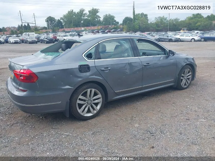 2016 Volkswagen Passat 1.8T Sel VIN: 1VWCT7A3XGC028819 Lot: 40240028