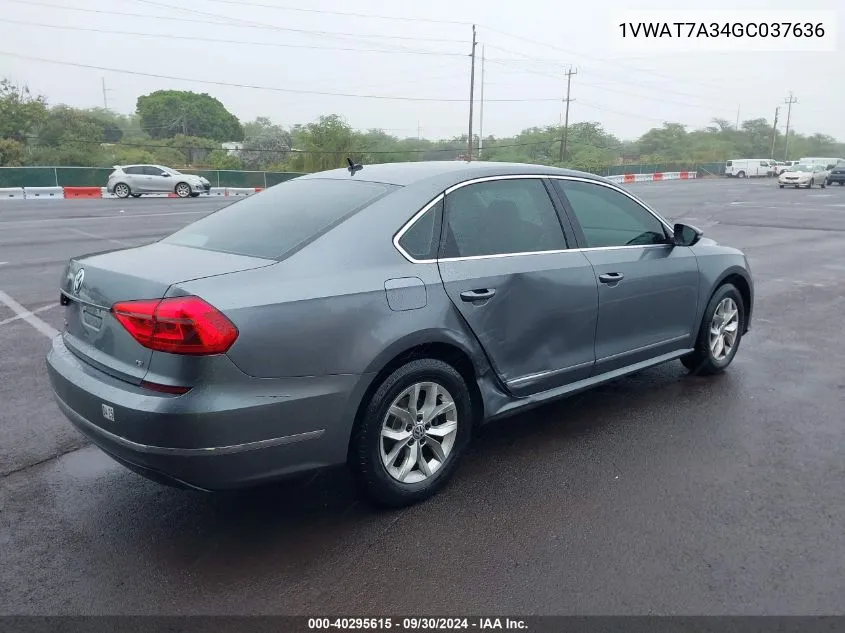 2016 Volkswagen Passat 1.8T S VIN: 1VWAT7A34GC037636 Lot: 40295615