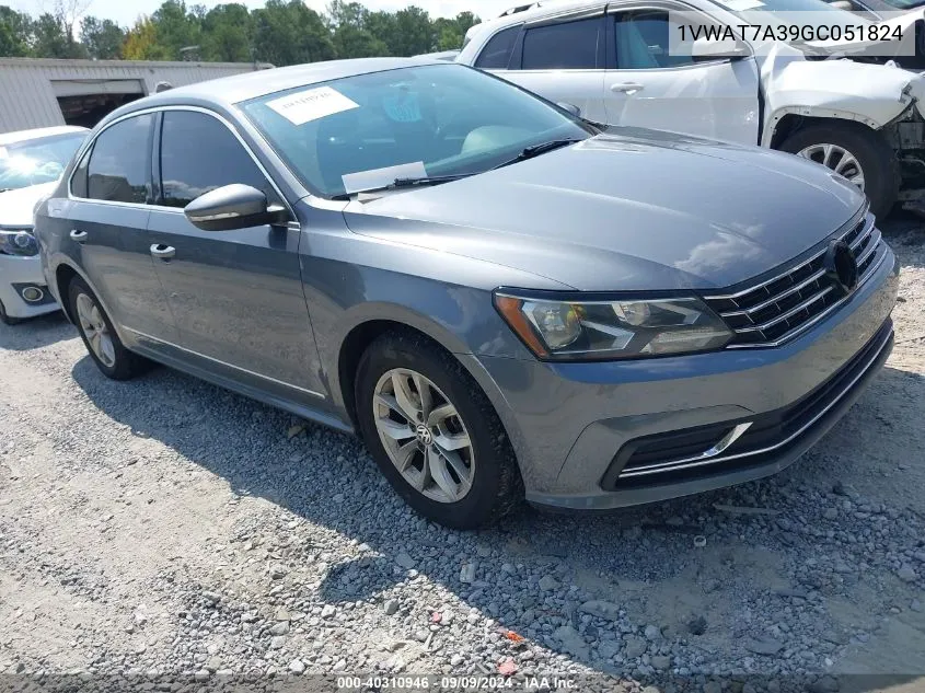 2016 Volkswagen Passat 1.8T S VIN: 1VWAT7A39GC051824 Lot: 40310946