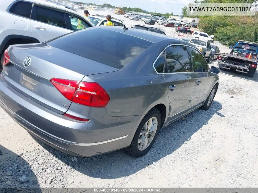 2016 Volkswagen Passat 1.8T S VIN: 1VWAT7A39GC051824 Lot: 40310946