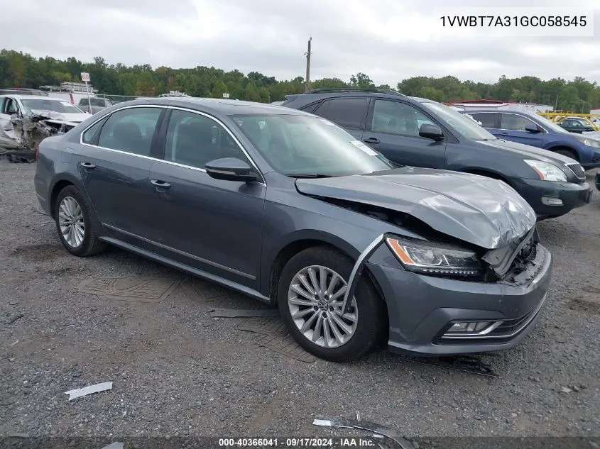 2016 Volkswagen Passat Se VIN: 1VWBT7A31GC058545 Lot: 40366041