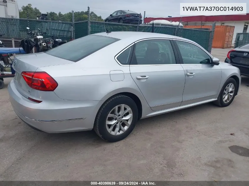 2016 Volkswagen Passat 1.8T S VIN: 1VWAT7A37GC014903 Lot: 40398639