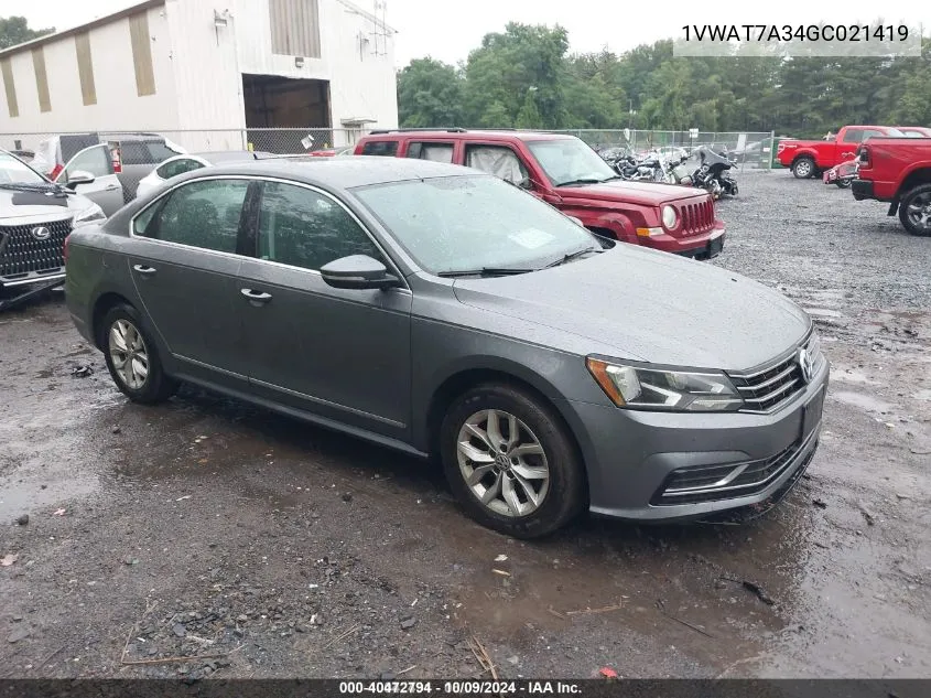 2016 Volkswagen Passat 1.8T S VIN: 1VWAT7A34GC021419 Lot: 40472794