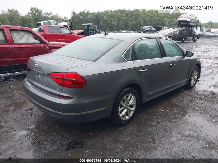 2016 Volkswagen Passat 1.8T S VIN: 1VWAT7A34GC021419 Lot: 40472794