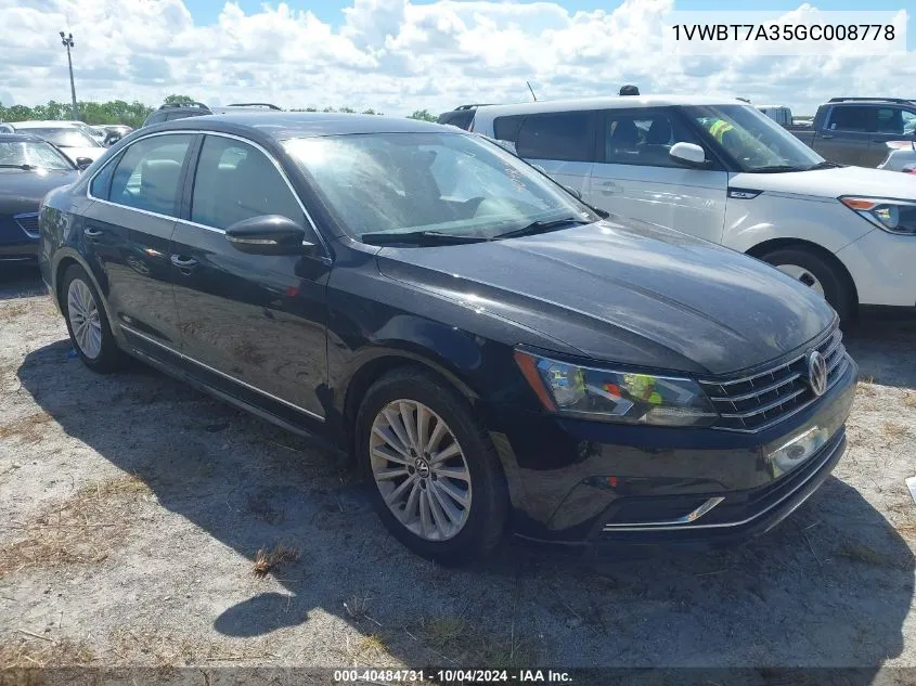 2016 Volkswagen Passat 1.8T Se VIN: 1VWBT7A35GC008778 Lot: 40484731