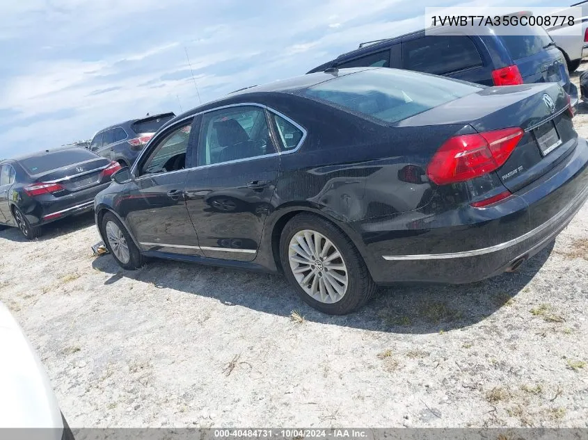 2016 Volkswagen Passat 1.8T Se VIN: 1VWBT7A35GC008778 Lot: 40484731