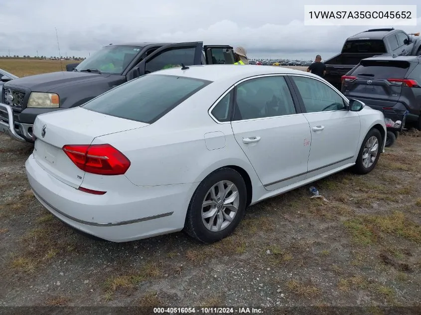 2016 Volkswagen Passat S/R-Line VIN: 1VWAS7A35GC045652 Lot: 40516054