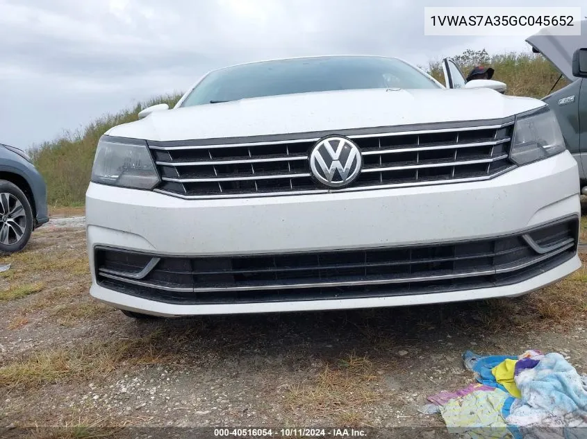 2016 Volkswagen Passat S/R-Line VIN: 1VWAS7A35GC045652 Lot: 40516054