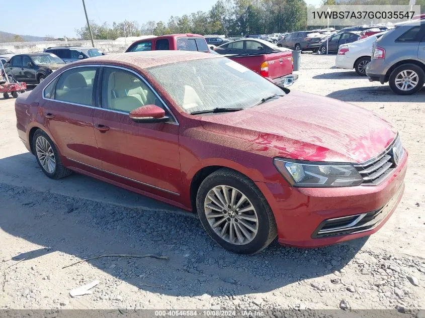 1VWBS7A37GC035547 2016 Volkswagen Passat 1.8T Se