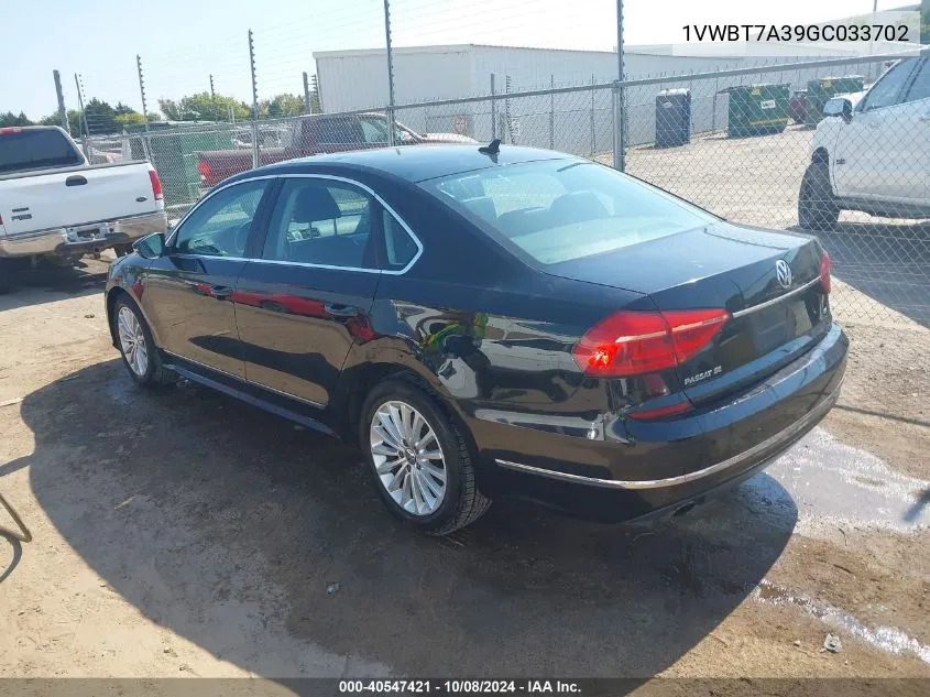 1VWBT7A39GC033702 2016 Volkswagen Passat Se