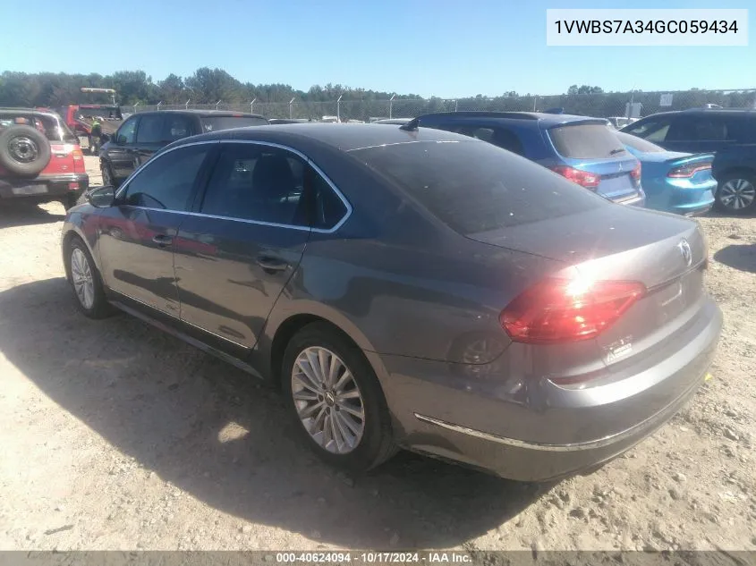 2016 Volkswagen Passat 1.8T Se VIN: 1VWBS7A34GC059434 Lot: 40624094