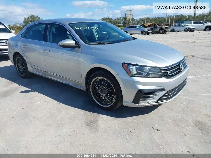 2016 Volkswagen Passat 1.8T R-Line W/Comfort Pkg VIN: 1VWAT7A3XGC043635 Lot: 40642311