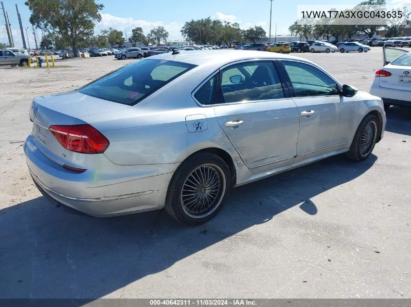 2016 Volkswagen Passat 1.8T R-Line W/Comfort Pkg VIN: 1VWAT7A3XGC043635 Lot: 40642311