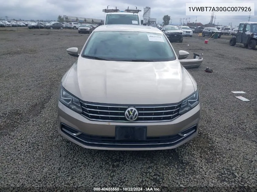 2016 Volkswagen Passat 1.8T Se VIN: 1VWBT7A30GC007926 Lot: 40655550