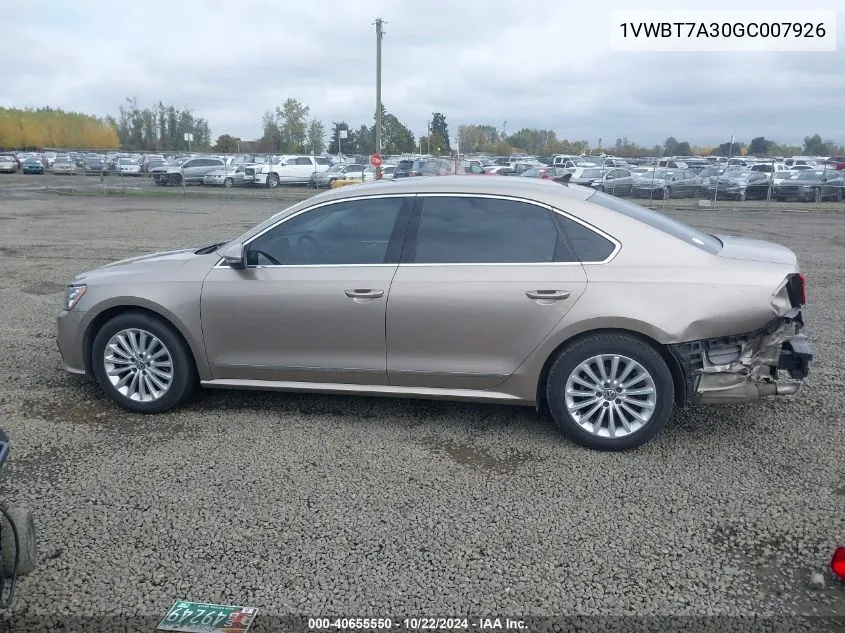 2016 Volkswagen Passat 1.8T Se VIN: 1VWBT7A30GC007926 Lot: 40655550