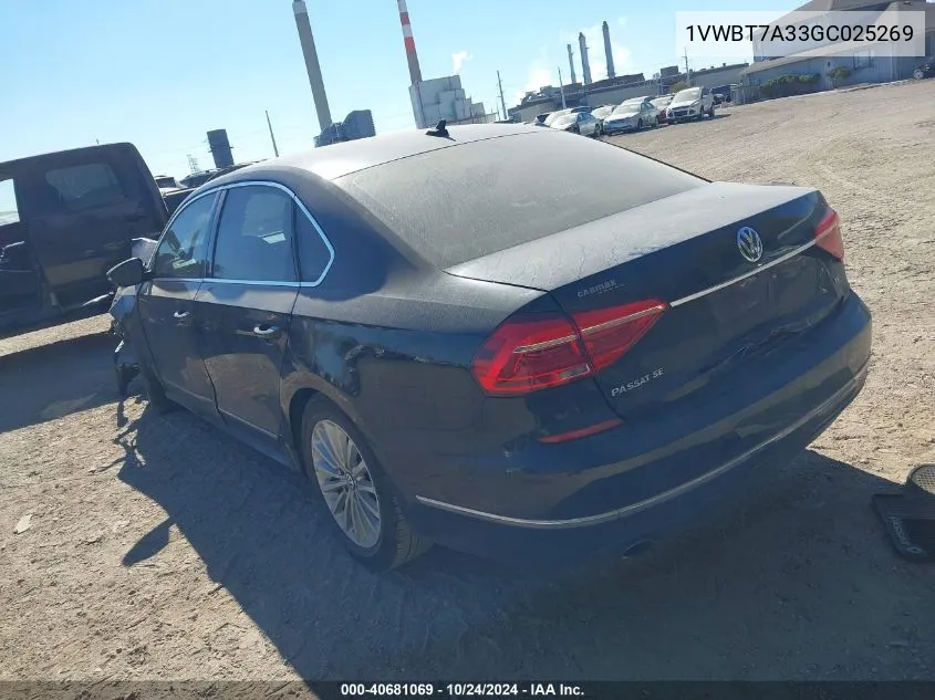 2016 Volkswagen Passat 1.8T Se VIN: 1VWBT7A33GC025269 Lot: 40681069