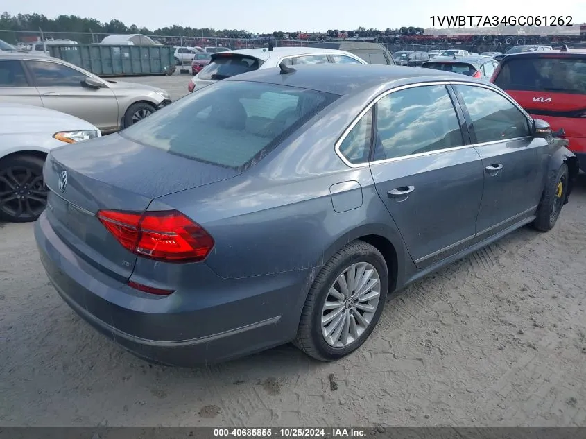 2016 Volkswagen Passat 1.8T Se VIN: 1VWBT7A34GC061262 Lot: 40685855