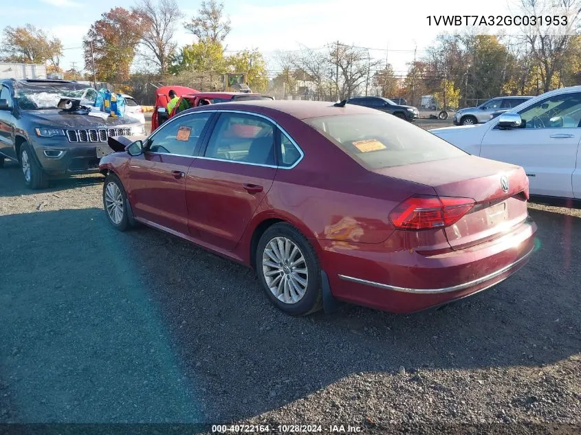 2016 Volkswagen Passat 1.8T Se VIN: 1VWBT7A32GC031953 Lot: 40722164