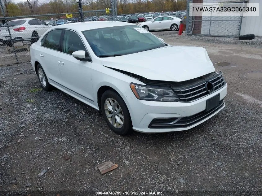 2016 Volkswagen Passat 1.8T S VIN: 1VWAS7A33GC066340 Lot: 40743799