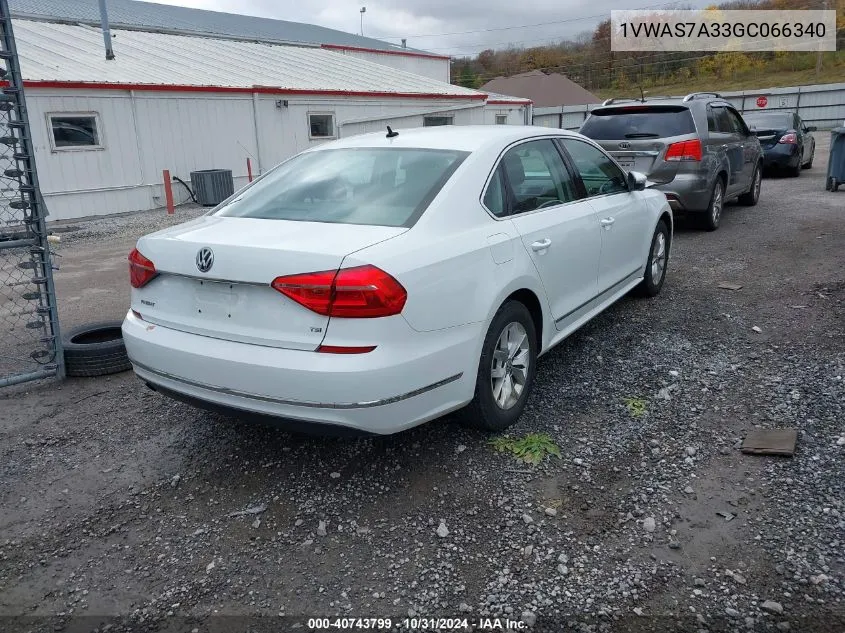 2016 Volkswagen Passat 1.8T S VIN: 1VWAS7A33GC066340 Lot: 40743799