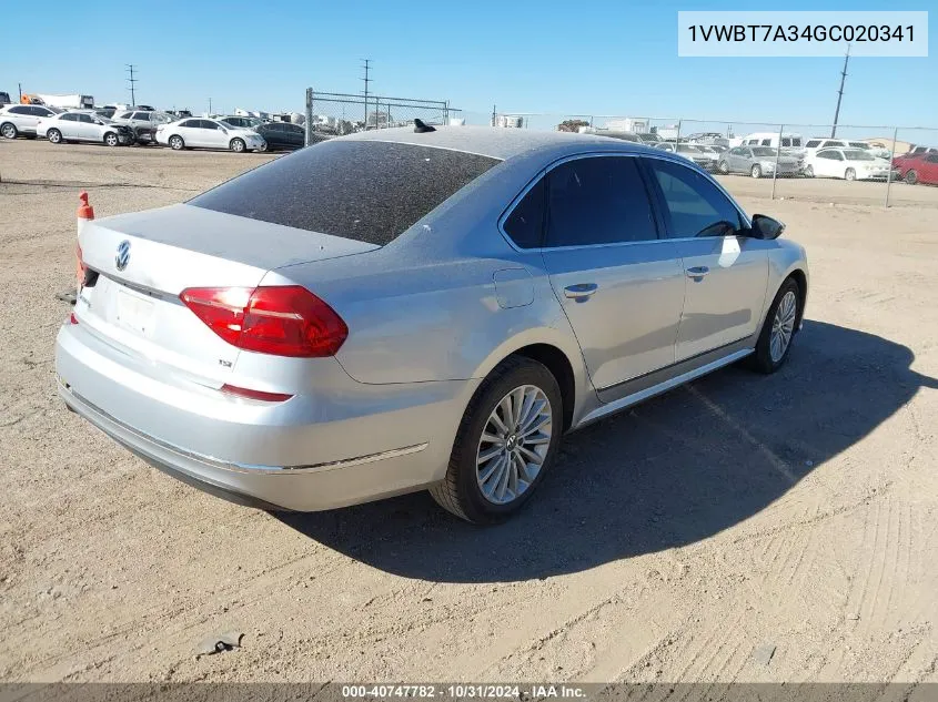 2016 Volkswagen Passat 1.8T Se VIN: 1VWBT7A34GC020341 Lot: 40747782