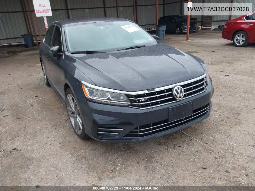 2016 Volkswagen Passat 1.8T R-Line VIN: 1VWAT7A33GC037028 Lot: 40762729