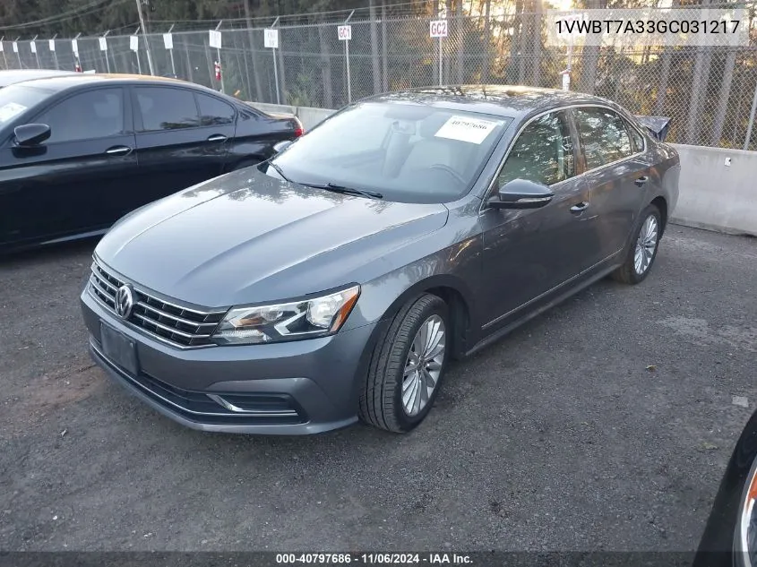 2016 Volkswagen Passat 1.8T Se VIN: 1VWBT7A33GC031217 Lot: 40797686