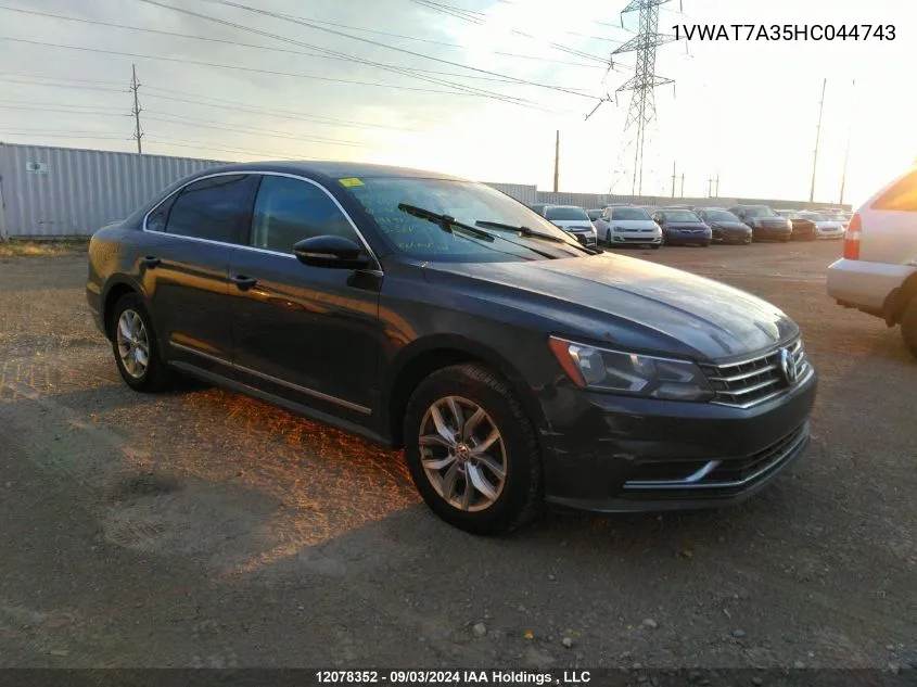 2017 Volkswagen Passat VIN: 1VWAT7A35HC044743 Lot: 12078352