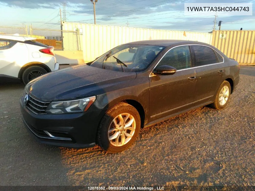 2017 Volkswagen Passat VIN: 1VWAT7A35HC044743 Lot: 12078352