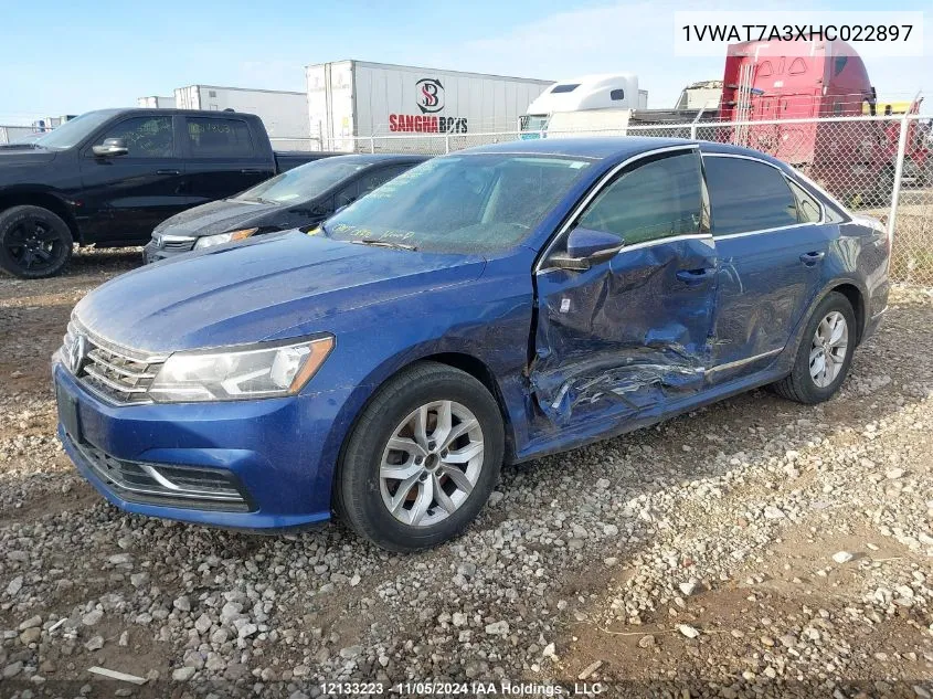 2017 Volkswagen Passat VIN: 1VWAT7A3XHC022897 Lot: 12133223