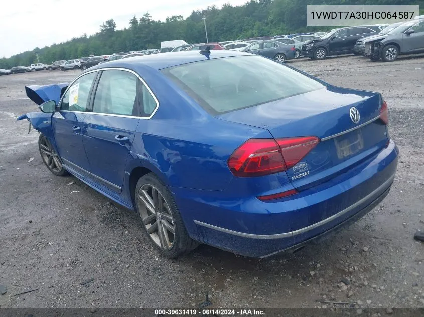 2017 Volkswagen Passat 1.8T R-Line VIN: 1VWDT7A30HC064587 Lot: 39631419