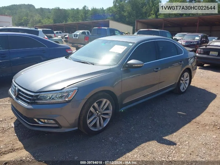 2017 Volkswagen Passat 1.8T Se VIN: 1VWGT7A30HC022644 Lot: 39784018