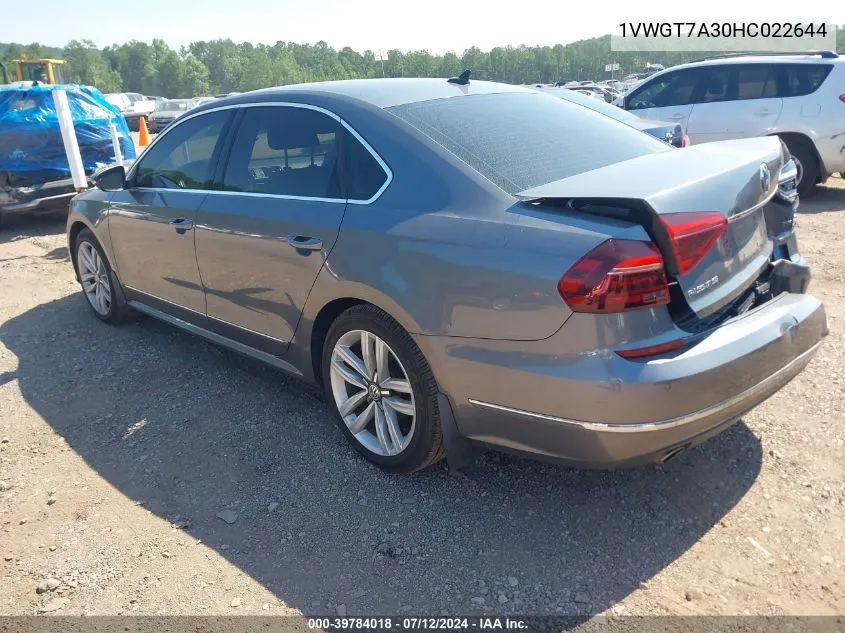 2017 Volkswagen Passat 1.8T Se VIN: 1VWGT7A30HC022644 Lot: 39784018