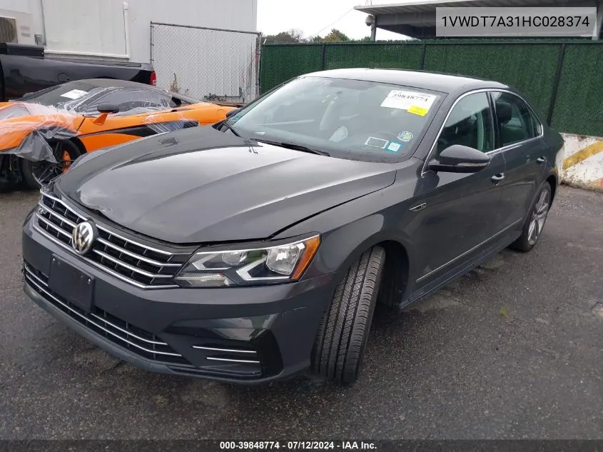 2017 Volkswagen Passat 1.8T R-Line VIN: 1VWDT7A31HC028374 Lot: 39848774