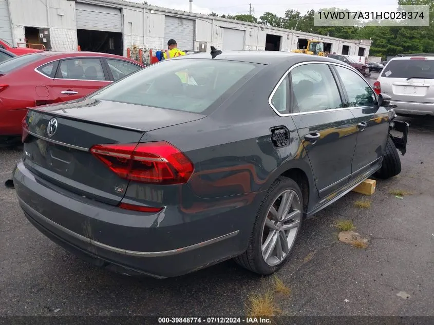 2017 Volkswagen Passat 1.8T R-Line VIN: 1VWDT7A31HC028374 Lot: 39848774