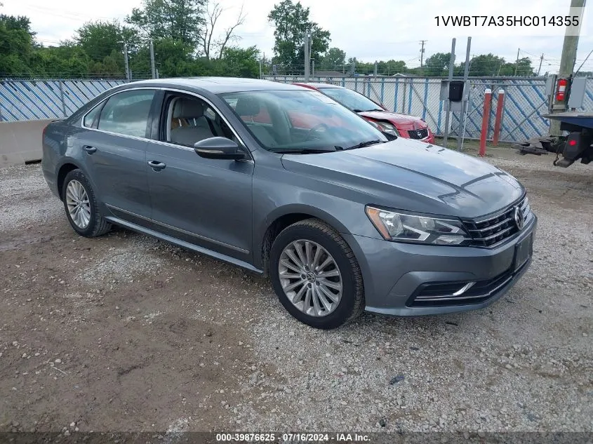 2017 Volkswagen Passat 1.8T Se VIN: 1VWBT7A35HC014355 Lot: 39876625