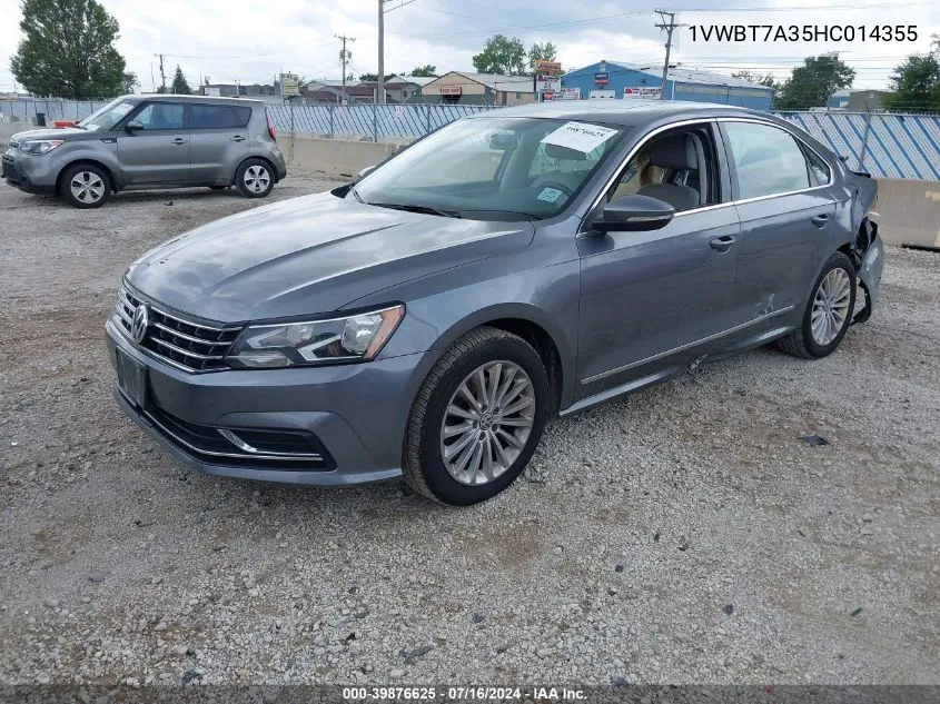 2017 Volkswagen Passat 1.8T Se VIN: 1VWBT7A35HC014355 Lot: 39876625