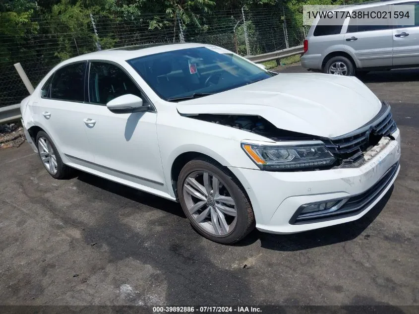 2017 Volkswagen Passat 1.8T Sel Premium VIN: 1VWCT7A38HC021594 Lot: 39892886